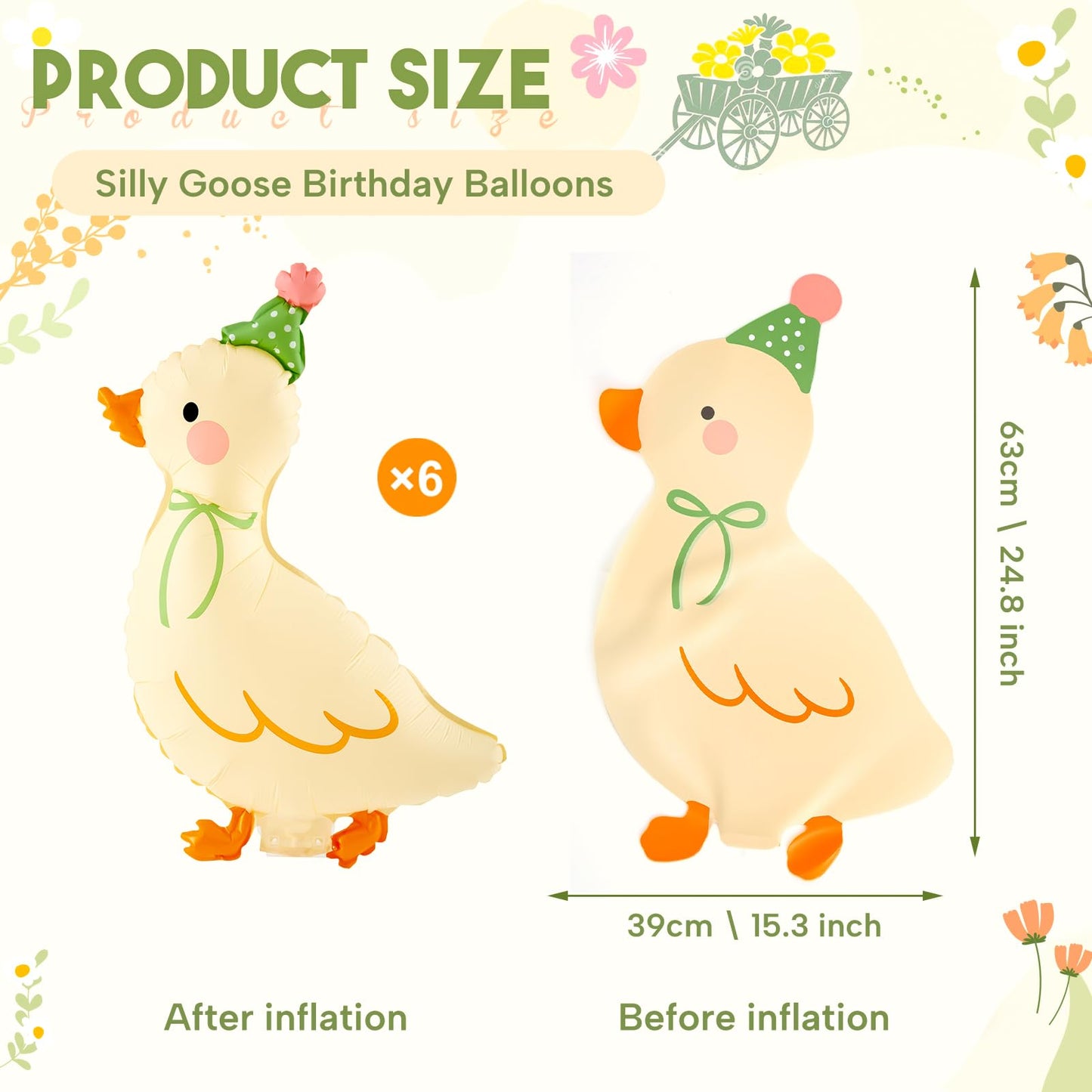 Gejoy 6 Pcs Silly Goose Balloons Baby Shower Birthday Party Decorations One Silly Walking Goose Balloons for Farm Themed Party P