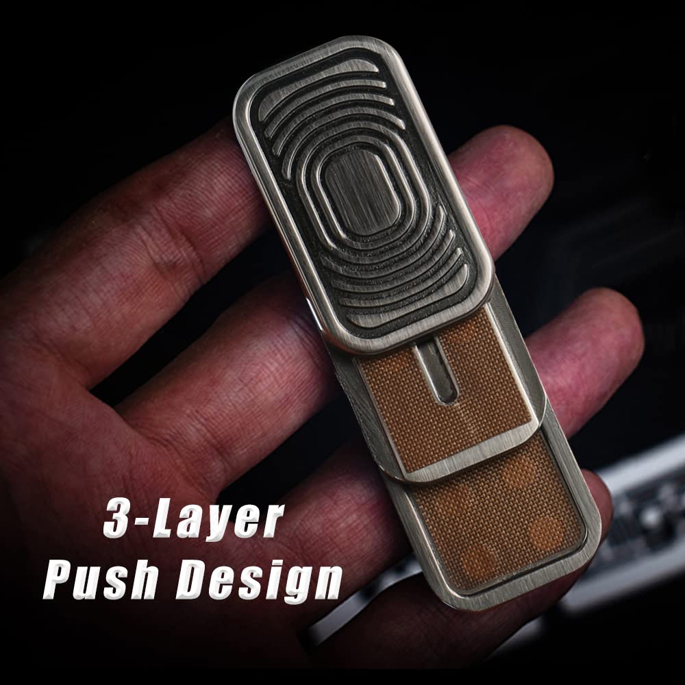 Magnetic Metal Fidget Toys - Metal Push Card Fidget Slider Stress Relief Toy  Men?s EDC Toy Fidget Toy Haptic Coin  Office Desk Toys Gifts for Boyfriend and Father (CP-3)