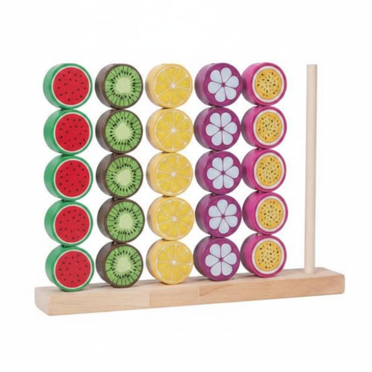 Bnf 40 Pieces Wooden Fruit Stacking Game HandEye Coordination Fruit Bead Stacking Toy Early Learning Color Matching Structure T