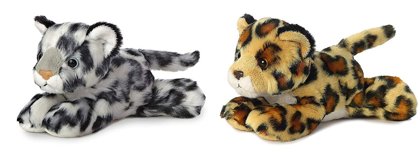 Aurora Bundle of 2 7.5 Floppy Beanbag Wildcat Stuffed Animals - large online retailer Jaguar & Snow Leopard