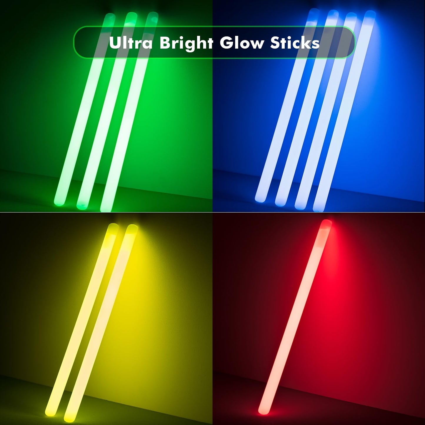 Jicuicui Ultra Halloween Bright Glow Sticks - 500 Party Pack With Connectors For Christmas, Neon Birthday And Holidays - Multico