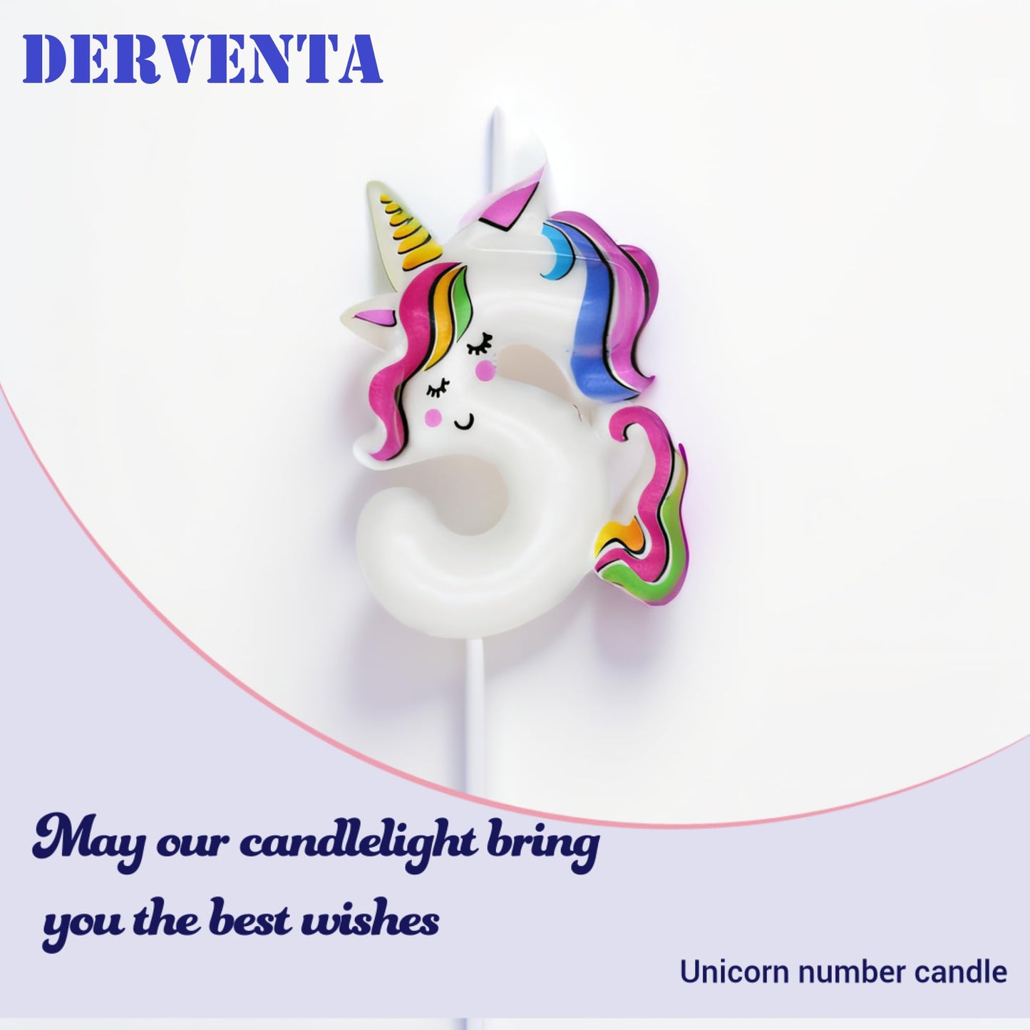 DERVENTA Birthday Candle Number White Unicorn Themed Party Decorations Beautiful Cake Topper 1 Piece (Unicorn Number 5)