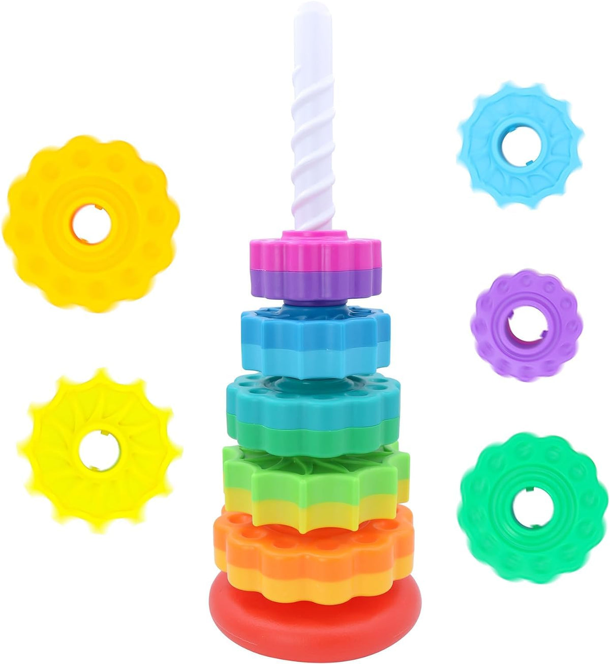 Jbm Enterprise Unbreakable Rainbow Spinning Stacking Tower Motor Skills & Sensory Development Educational Rings, Montessori Sens
