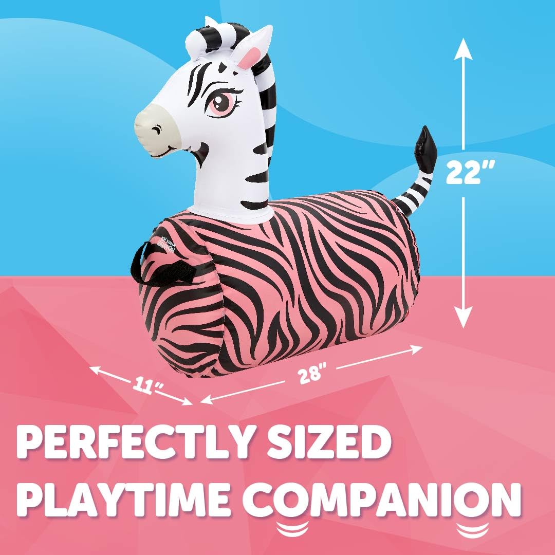 Waddle Hip Hopper Inflatable Hopping Animal Bouncer Zebra, Ages 2 And Up, Supports Up To 85 Pounds