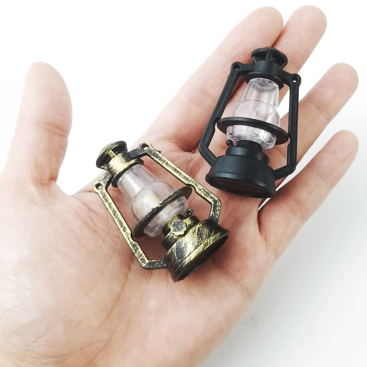 Nsbell 8Pcs Dollhouse Miniature Lantern Dummy Kerosene Lamp Light Dollhouse Miniature Supplies Resin Craft For Room Plants Pot Garden Dollhouse
