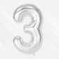 Flyloons 3 Number Foil Balloon Silver 16 Inch Size For Kids Boys Girls Birthday Decoration Items 3Rd Year Number Balloons 0 To 9