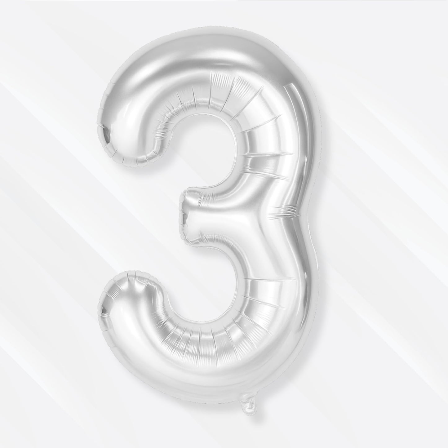 Flyloons 3 Number Foil Balloon Silver 16 Inch Size For Kids Boys Girls Birthday Decoration Items 3Rd Year Number Balloons 0 To 9