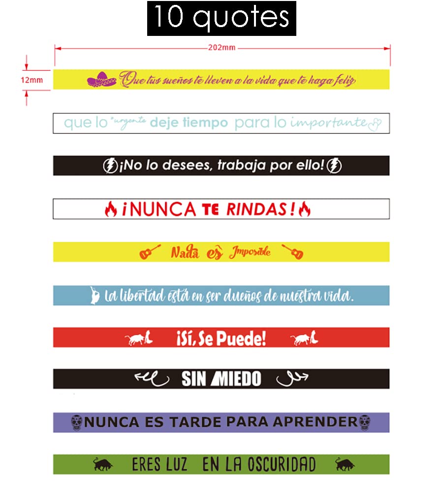 1Step2Dream 20-Pack Spanish Motivational Rubber Wristbands | 12X202Mm Silicone Bracelets With Inspirational Quotes | Teacher Rew