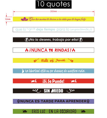 1Step2Dream 20-Pack Spanish Motivational Rubber Wristbands | 12X202Mm Silicone Bracelets With Inspirational Quotes | Teacher Rew