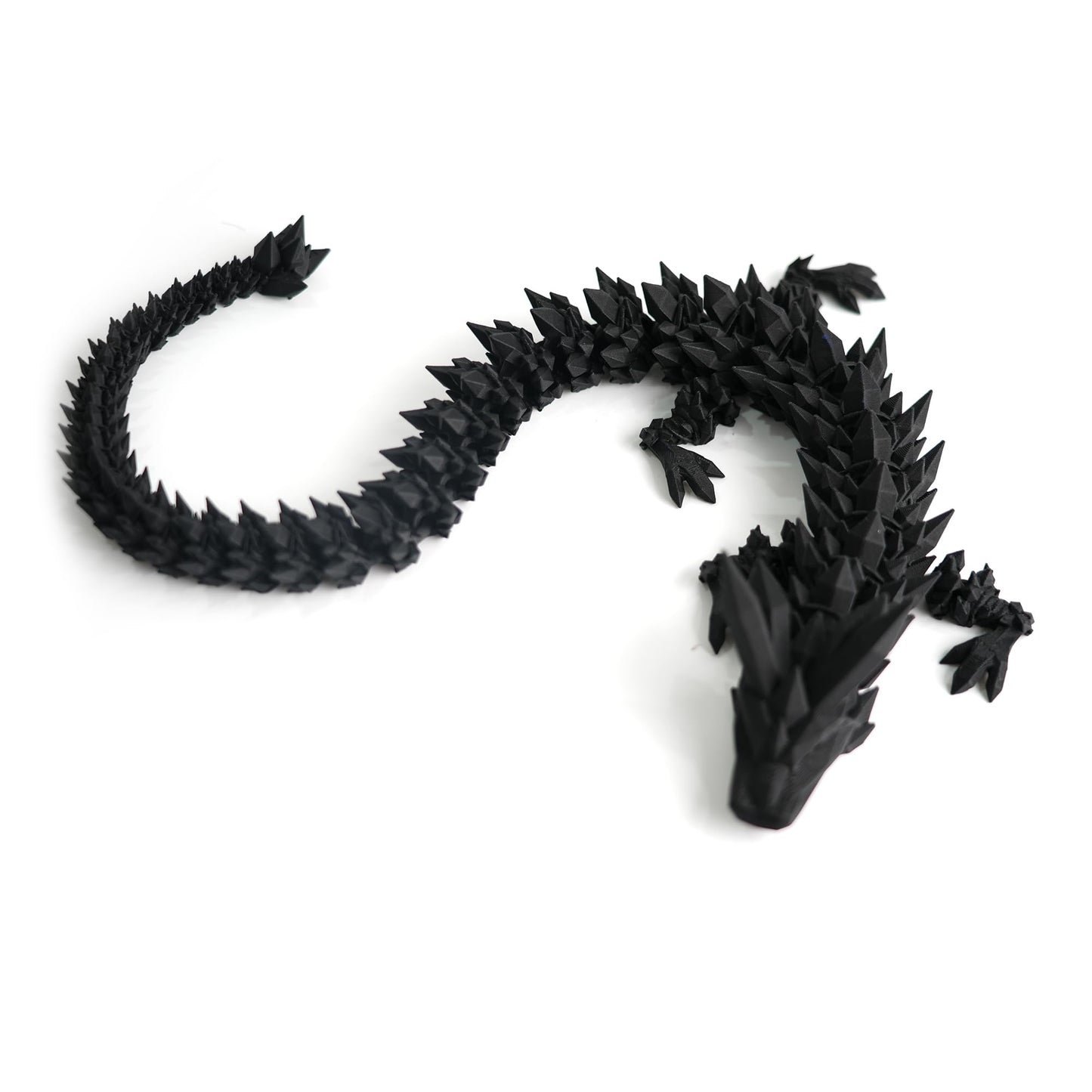 Flavery 3D Printed Dragon - 24 Inch Dragon Fidget Toy, Articulated Dragon 3D Printed Gift For Birthday, Figurine Decor - Black