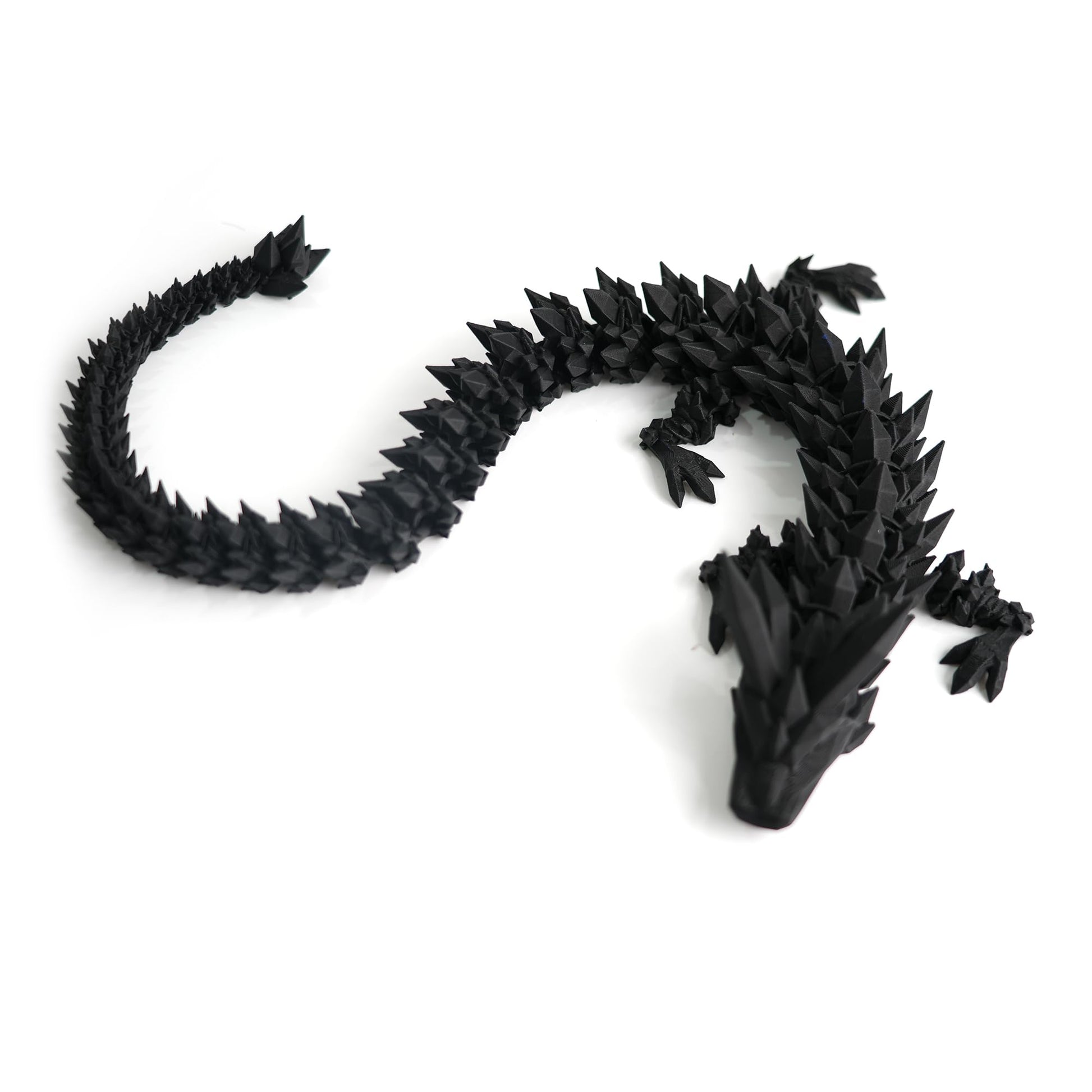 Flavery 3D Printed Dragon - 24 Inch Dragon Fidget Toy, Articulated Dragon 3D Printed Gift For Birthday, Figurine Decor - Black