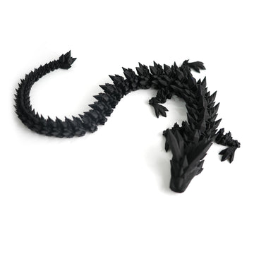Flavery 3D Printed Dragon - 24 Inch Dragon Fidget Toy, Articulated Dragon 3D Printed Gift For Birthday, Figurine Decor - Black