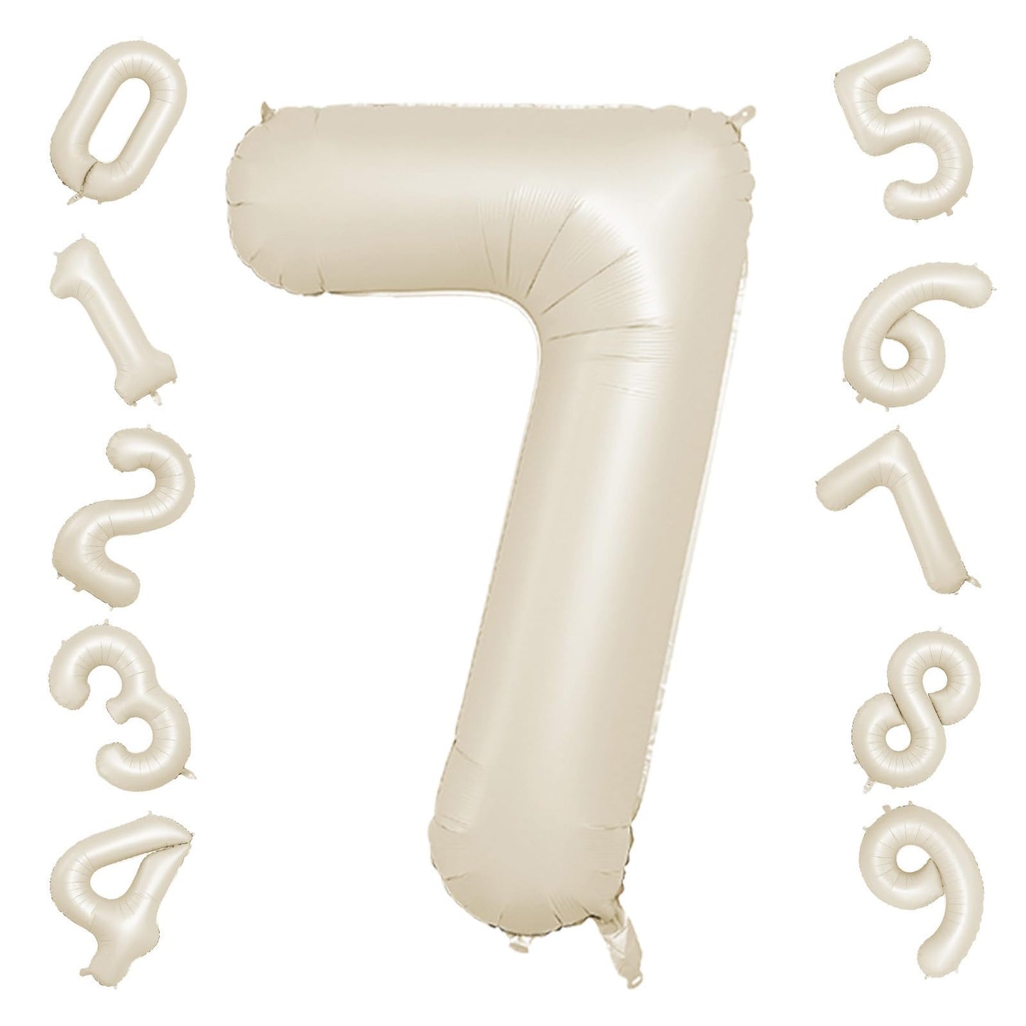 40 Inch Cream Number 7 Balloon, Beige Large 7Th Birthday Balloons, Digital 7 Cream White Giant 7 Foil Balloon Helium For Boys Gi