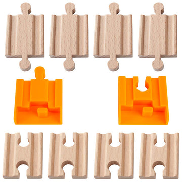 Orbrium    Toys 8 Pcs Wooden Train Track Male-Male Female-Female Adapter Pack Fits Thomas Brio Chuggington Set