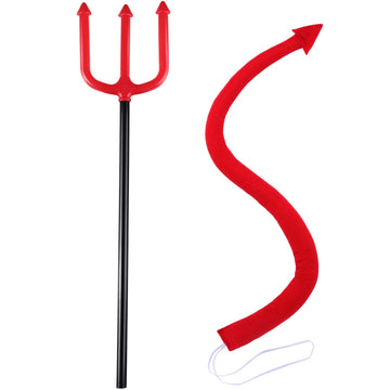 Sumind 2 Pieces Halloween Devil Costume Accessories Devil Tail Devil Fork Devil Cosplay Costume Accessories For Halloween Cosplay Party