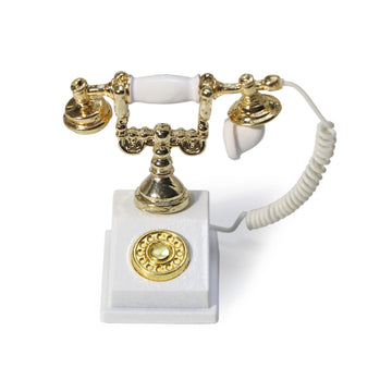 Dollhouse Telephone 1:12 Miniature Vintage Rotary Phone Model Desk Decoration Retro Mini Accessorries for Artificial House Livin