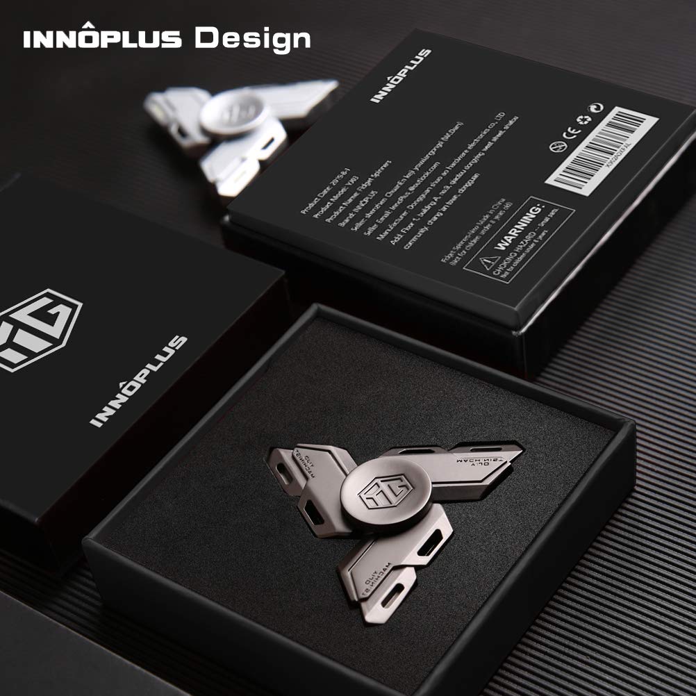 INNÔPLUS Grey Fidget Spinner Toy for Stress Relief, ADHD & Anxiety, Metal Hand Spinner with Luminous Light, 6.35mm x 12.7mm x 4.762