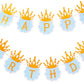 Flairs New York Happy Birthday Decorations Banner Party Props With Gold Crown Letters (Pack Of 1 Banner, Baby Blue/Gold Glitter