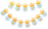 Flairs New York Happy Birthday Decorations Banner Party Props With Gold Crown Letters (Pack Of 1 Banner, Baby Blue/Gold Glitter