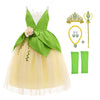 MDYCW Princess Tiana Halloween Costume for Girls, Frog Dress Up Cosplay Birthday Party Outfits