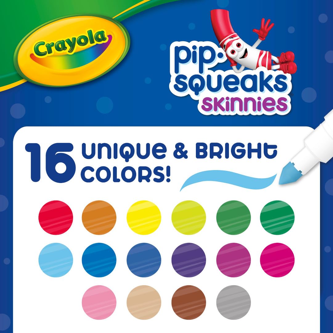 Crayola Washable Pip-Squeaks Skinnies Markers 16-Count per Pack (1-Pack)