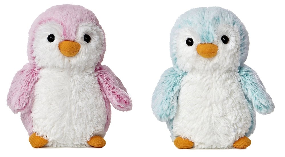 Aurora Pink And Blue Pom Pom Penguin 6 Inch Plush Bundle