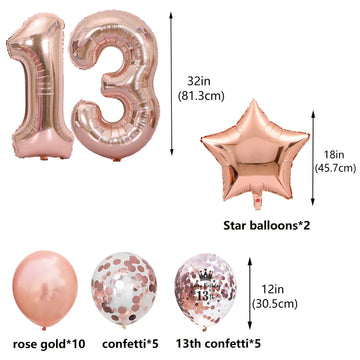 Rose Gold Omg Ur A Teenager 13Th Birthday Decorations For Girls, Happy 13Th Birthday Banner Number 13 Foil Balloons For Official