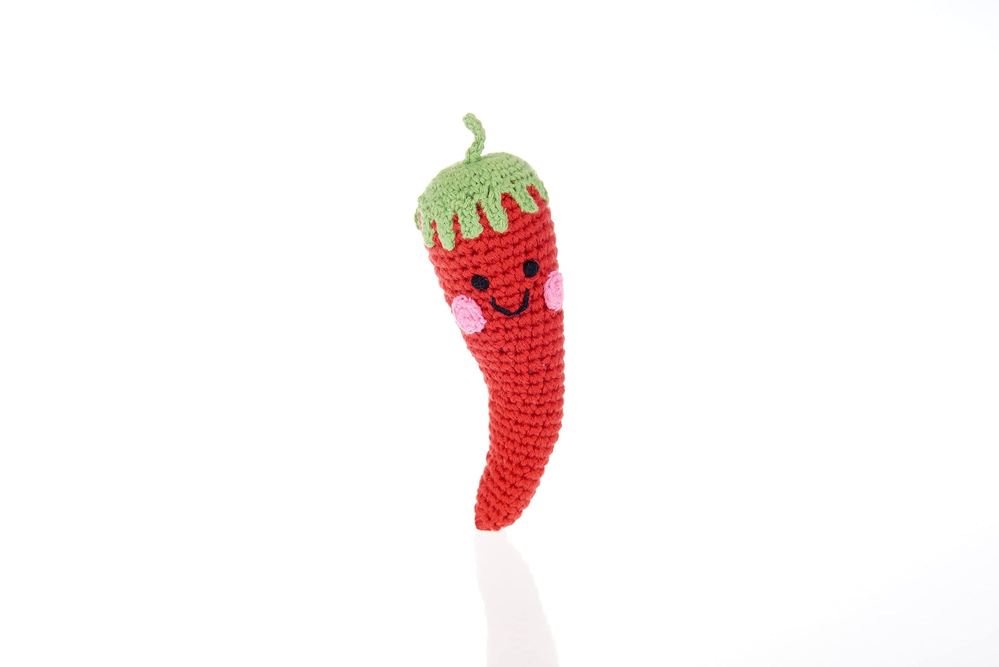 Pebble 200-028Ch Fair Trade Handmade Crochet Cotton Red Chilli Rattle, 5-Inch Length