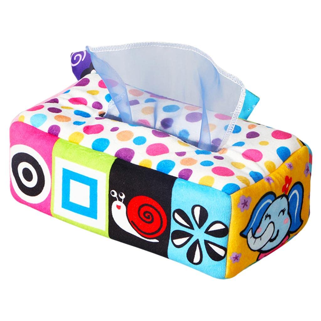 Atorse Baby Tissue Box Crinkle Tissues Play Paper For Motor Skills Sensory Toy Cartoon Elephant