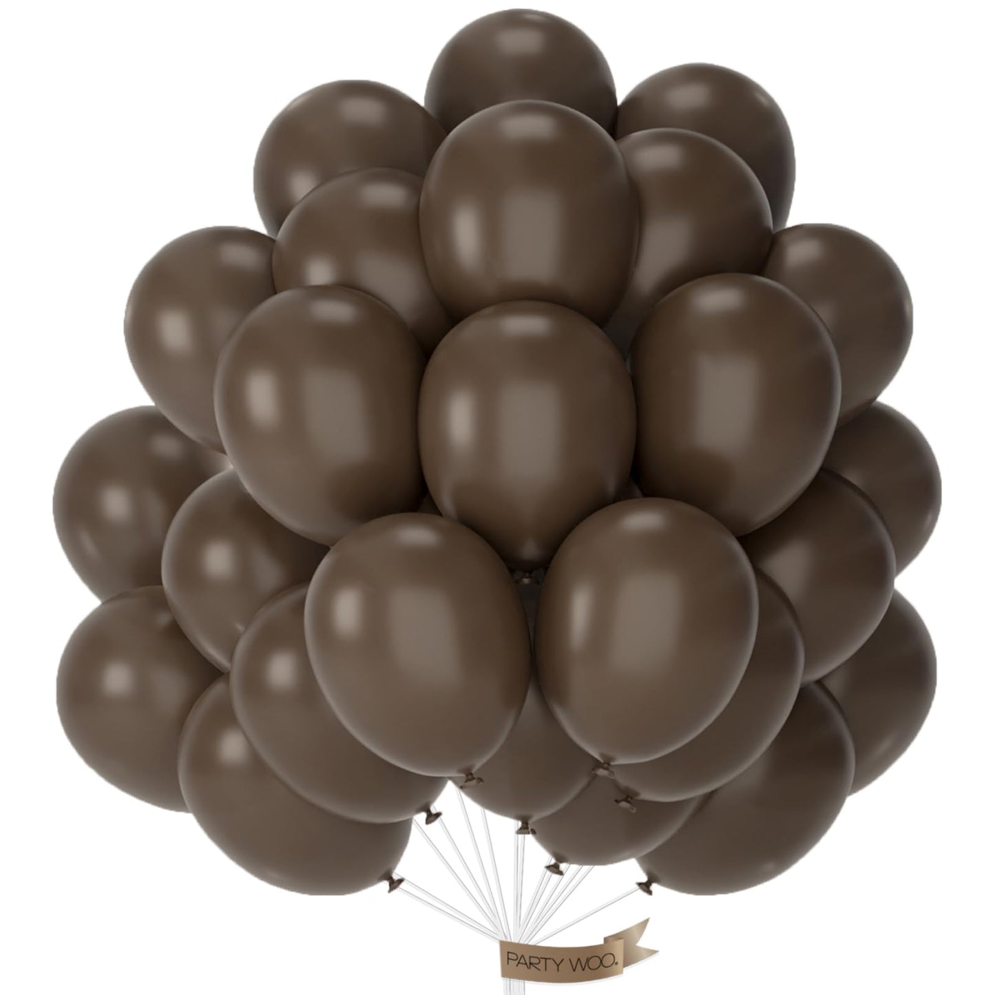 PartyWoo Dark Brown Balloons, 50 pcs 12" Rubber Balloons for Party Decorations, Birthday & Baby Shower, Brown-F20