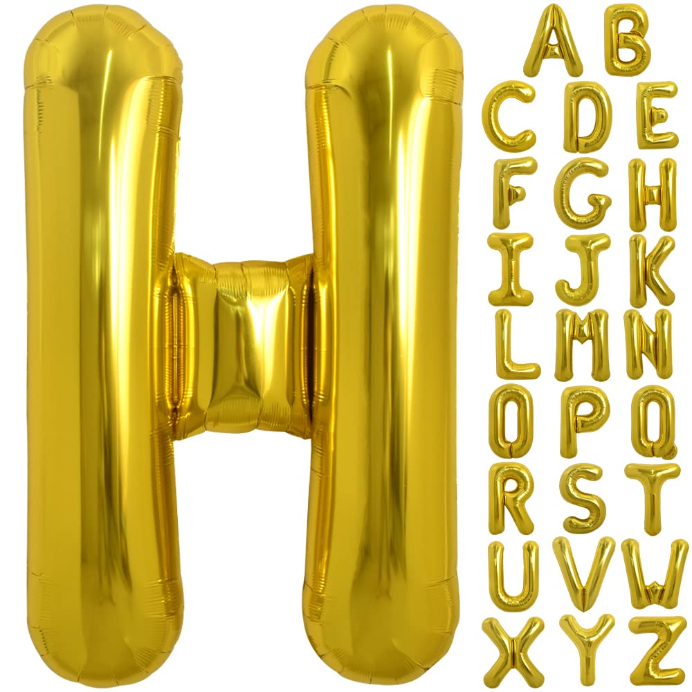 Toniful 40 Inch Large Gold Letter H Balloons Helium Balloons,Foil Mylar Big Balloons For Birthday Party Anniversary Supplies Dec