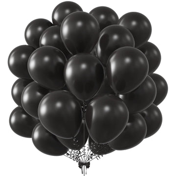 Kalor 12 Inch Black Balloons, 50 Pcs Latex Helium Balloons For Kid'S Birthday Party, Baby Shower, Wedding, Graduate Party Decorations