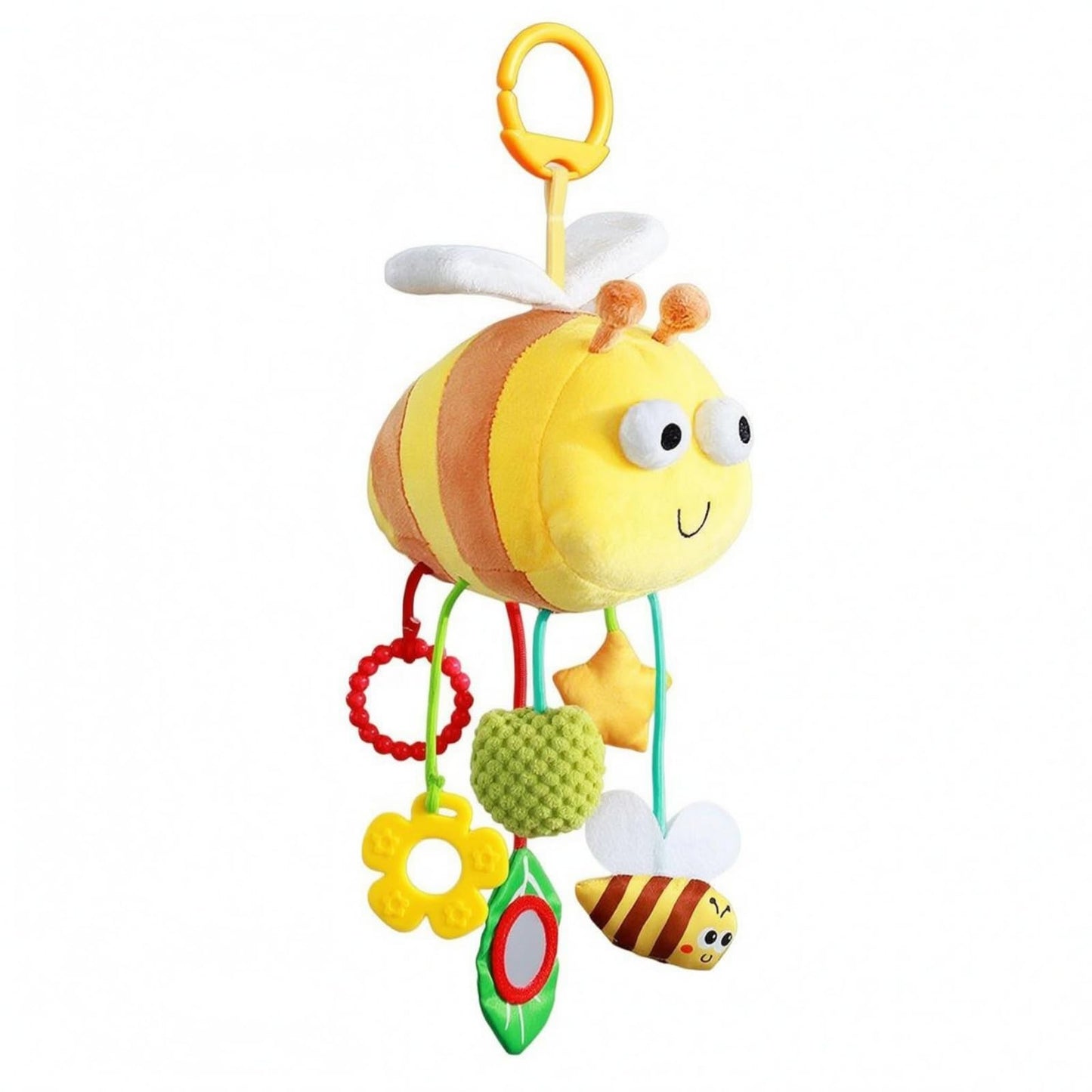 Clovrix Soft Material Crib Hanging Rattle Dangling Pieces Car Seat Activity Toy Sensory Multicolor For Infants, Babies, Bee | Pl