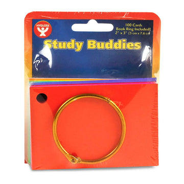 Hygloss Products Study Buddies Cards Flashcards, Rectangle Shape, 2 X 3 Inches, Assorted Color Cardstock, Ideal For Students, Classroom, Build Skills, 1 Colored Book Ring, 100 Qty