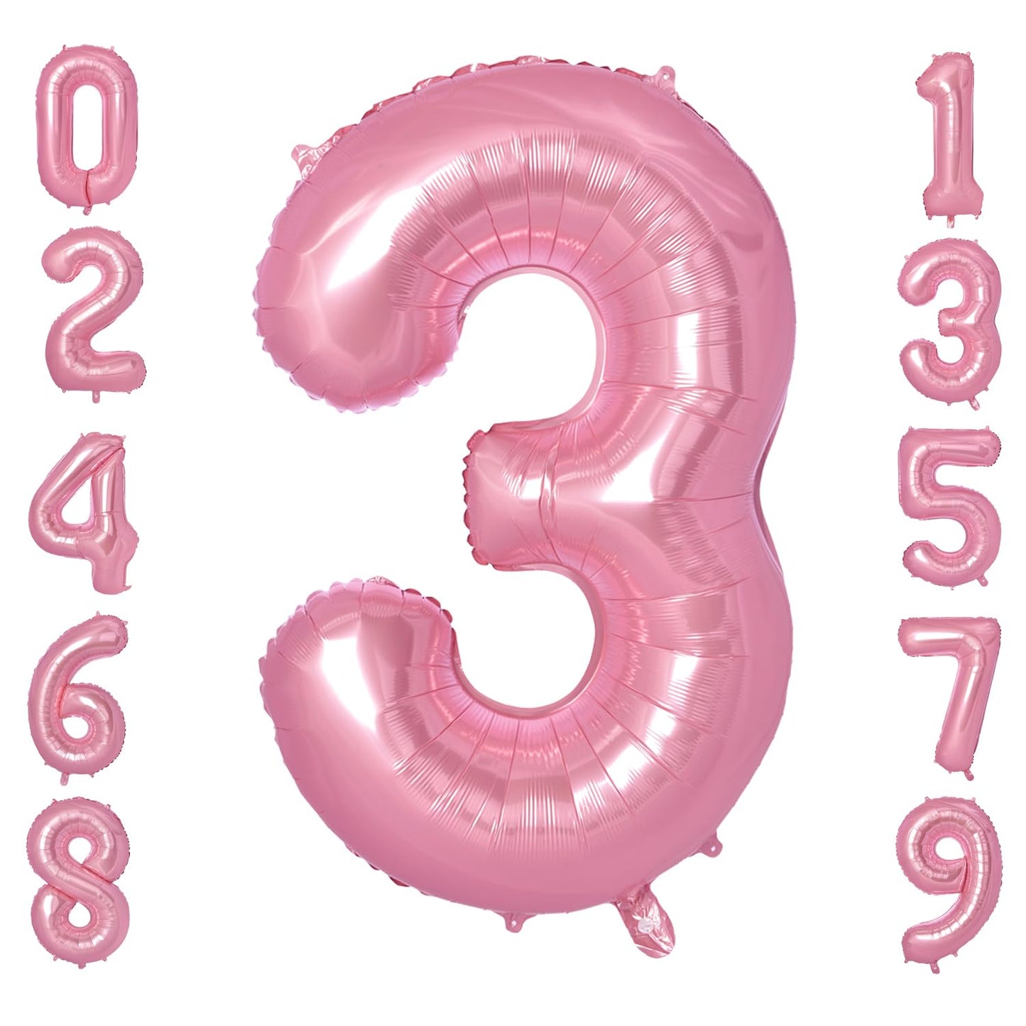 Vonokee 40 Inch Pink Giant Number Balloons 3, Jumbo Digital Foil Mylar Balloon For Birthday Party Wedding Anniversary Celebratio