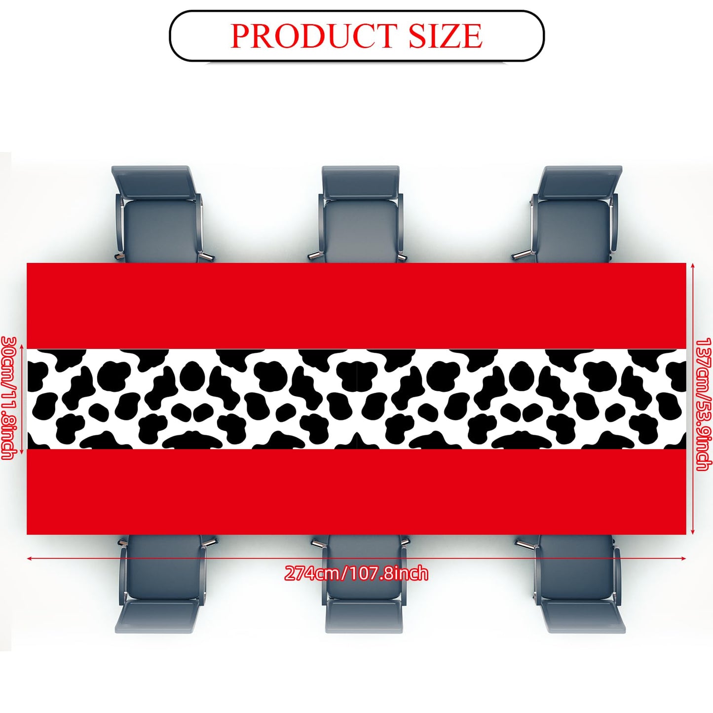 Remagr 3 Pcs 54 x 108 Inch Cow Tablecloth for Party Cowboy Cow Table Runner Print Table Cover Toy Rectangular Birthday Party Ins