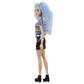 Barbie Fashionistas Doll With Long Blue Crimped Hair, Star Face Makeup, Multi-Color Striped Tee, Denim Skirt, Black Boots & Silv