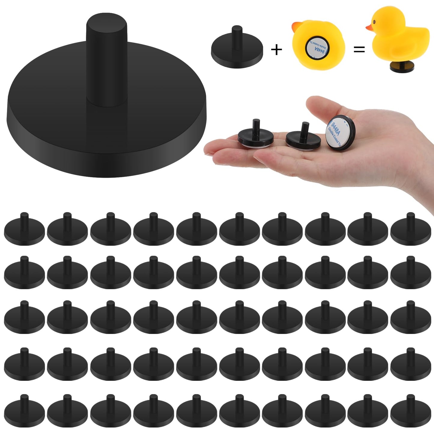 Wesiti 100 Pieces Duck Plug Rubber Duck Mount Black Plastic Rubber Duck Holder For Fixed Display Car Dashboard Bath Duck Accesso