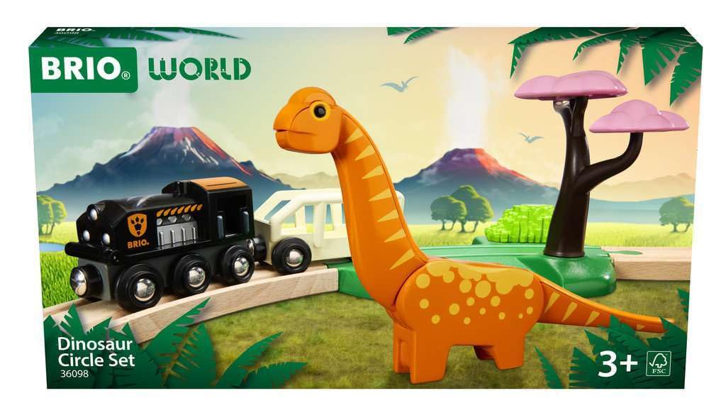 BRIO World - 36098 Dinosaur Circle Set | Toy Train for Kids Aged 3 Years Up