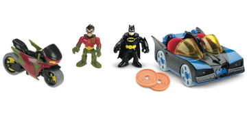 Fisher-Price Imaginext Dc Super Friends Preschool Toy Batman Batmobile & Cycle Vehicle Set, 2 Figures, For Pretend Play Kids Age