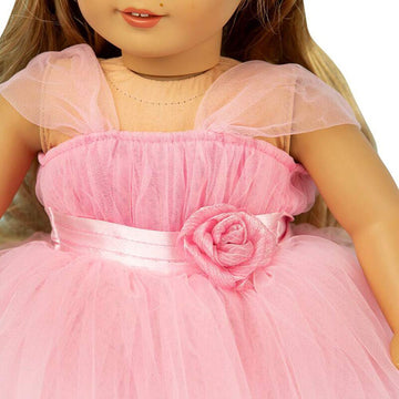 Girls Doll Clothes And Accessories , Princess Costume , Wedding Dress , Party Gown Dress For 18 Inch Dolls (Pink)