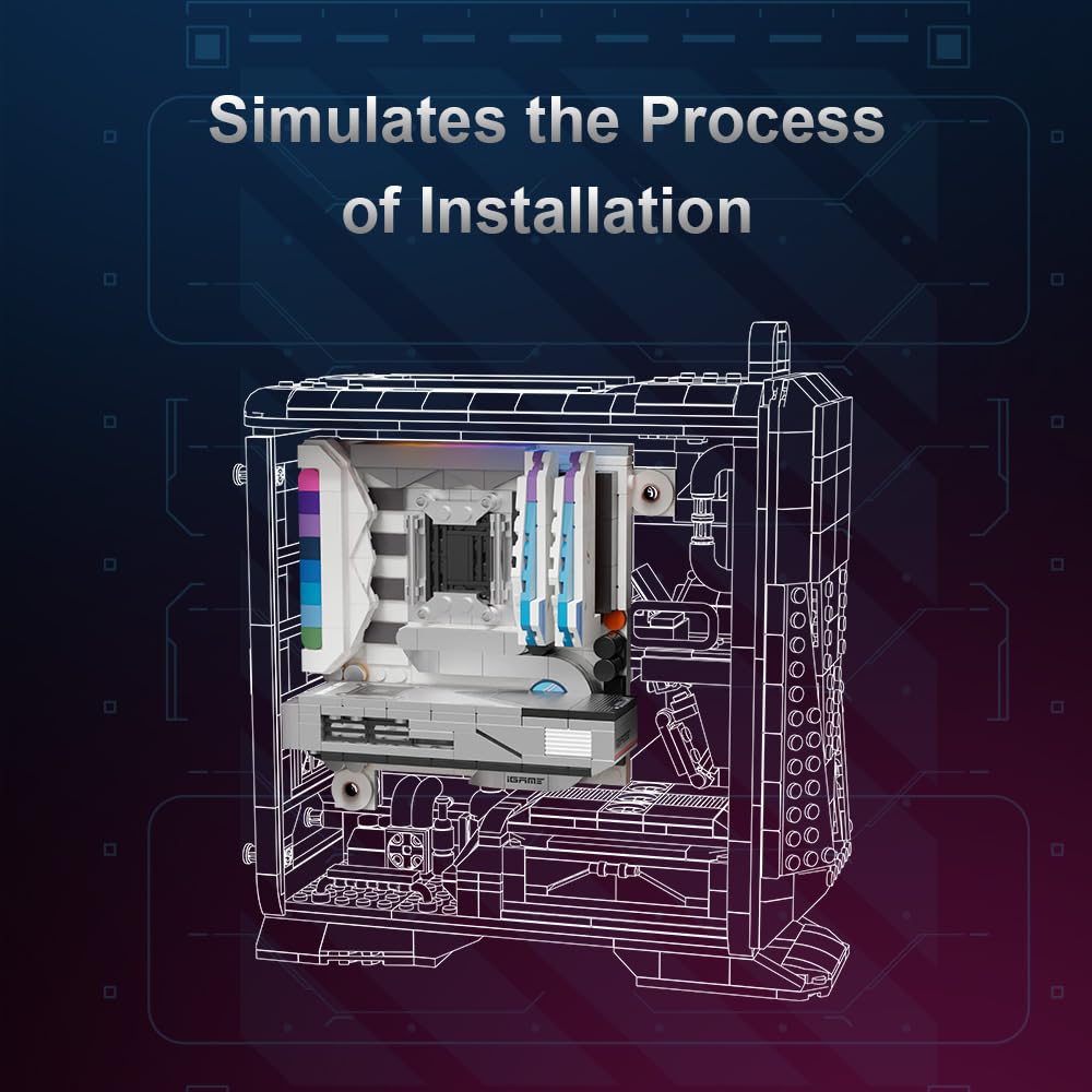 BRICKKK Technic Clamping Building Blocks Set PC Desktop Computer Building Set for mature-themed  PC Desktop Computer Building Kit  Creative Collectible Build-and-Display Model for Home or Office