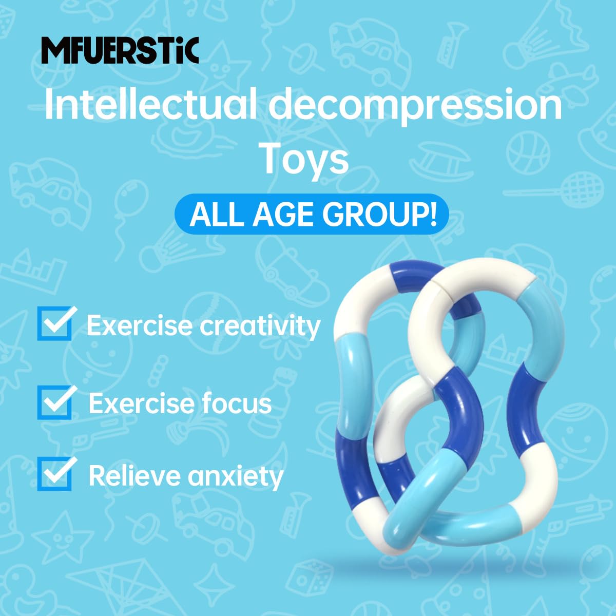 MFUERSTIC(10-Pcs) Tangles Quiet Fidget Toys for Classroom Kids.Fidgets Toys for mature-themed Relieve Anxiety and Stress.Brain Imagination Tools.Gift for Relax Therapy Educational Toy for mature-themeds and Kid