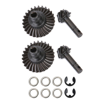 Amk 2 Sets Metal Scx10 Iii Bevel Gear, Ring Pinion Gear Set, -11% 8T-27T 1/10 Capra Underdrive Differential Axle Gears For Rc Cr
