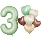 Biapian 40 Inch Sage Green Number 3 Balloons, Gaint Number 3 Balloon With 18'' Retro Foil Heart Balloons Helium For Neutral Boys