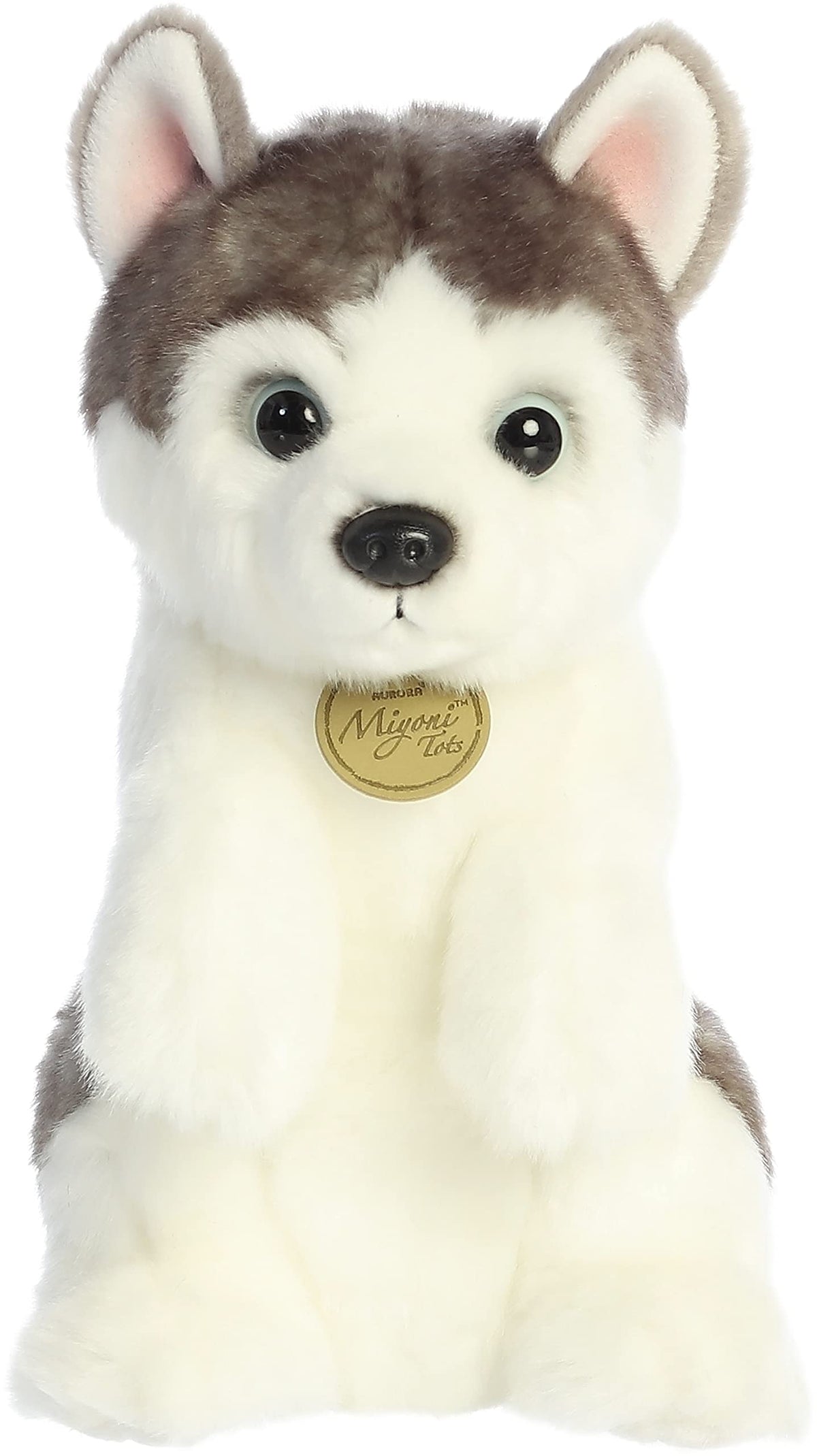 Aurora Adorable Miyoni Tots Sitting Pretty Husky Pup Stuffed Animal  Lifelike Detail  Cherished Companionship  White 10 Inche