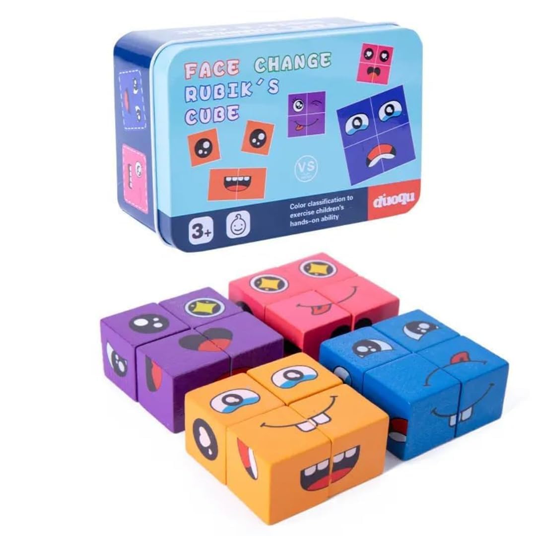 Steshwk Kids Educational Learning Memory Building Board Games With Face Changing Magic Cubes Game With Expression Matching Block
