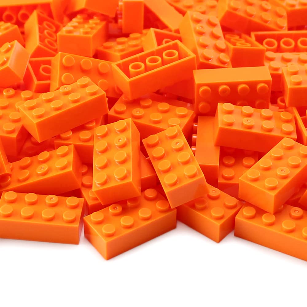 Feleph Classic 2X4 Bricks Orange 320 Pieces Parts Building Kits Creative Play Set Basic Blocks Toy Accessories Compatible With 3001 Major Brands (Orange)
