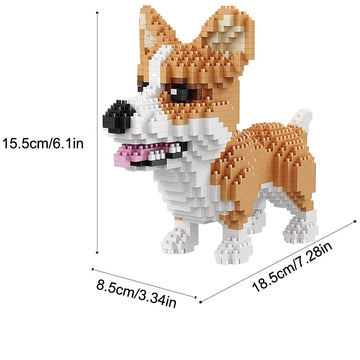 ISeeSee Mini Dog Building Blocks Pet Building Toy Bricks Micro Mini Blocks 3D Puzzle Building Blocks Set Toys Gifts for Kids or mature-themed (Corgi Dog Food 1380PCS)