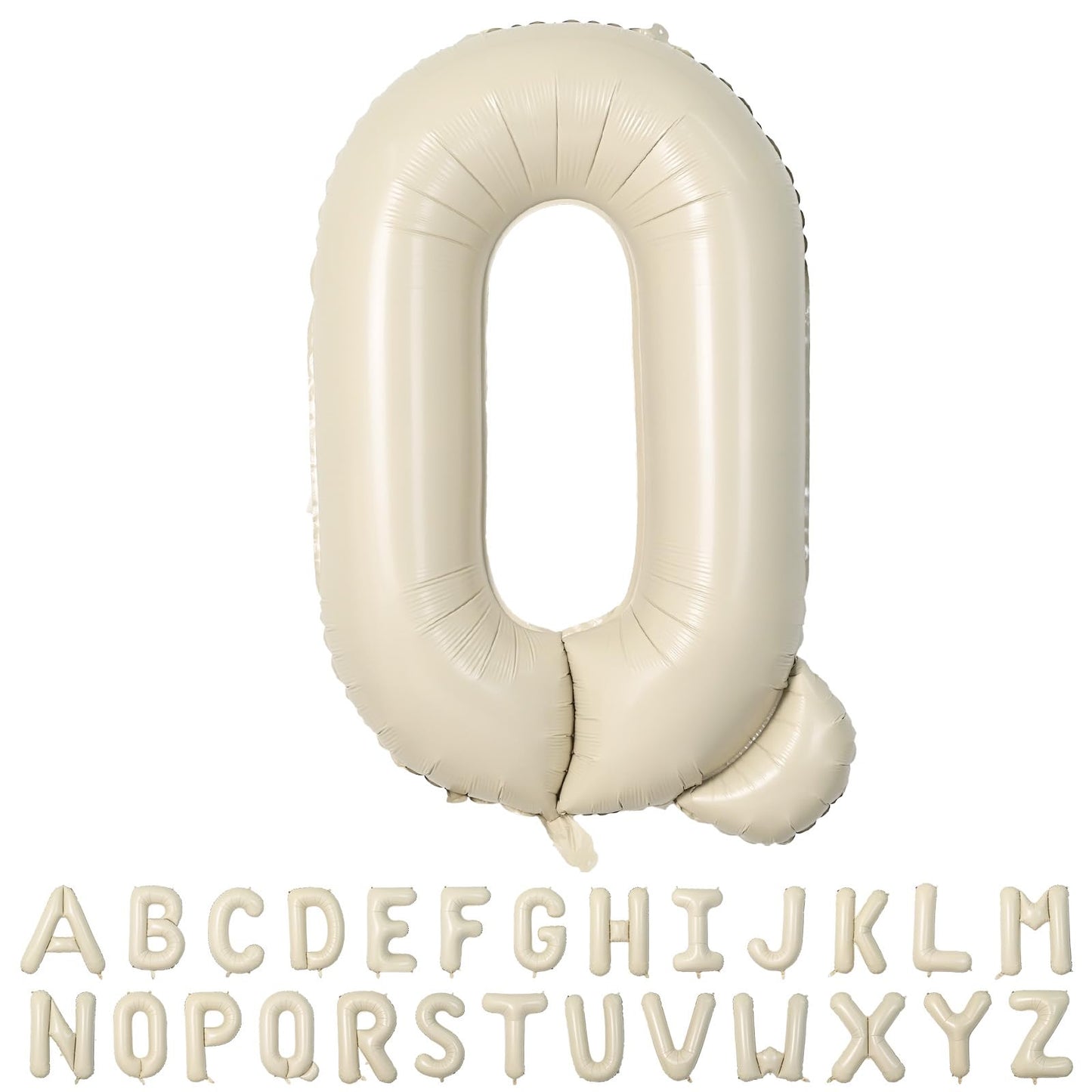 40 Inch Cream Letter Balloons, Large Q Letter Balloons Foil Helium Balloons, Mylar Big Single Alphabet Q Balloons, Cream Balloon